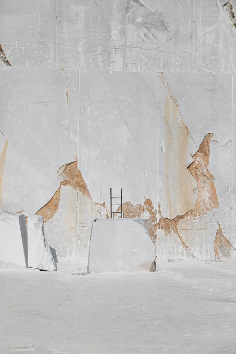 Dramatic green and white veined marble slab