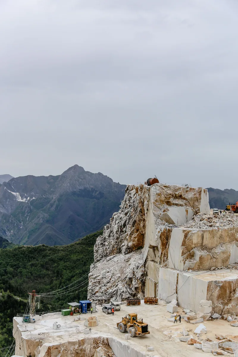 Working marble quarry where slabs are extracted